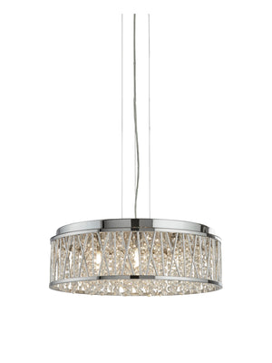 Elise 7Lt Pendant to Semi-Flush - Chrome Metal & Crystal