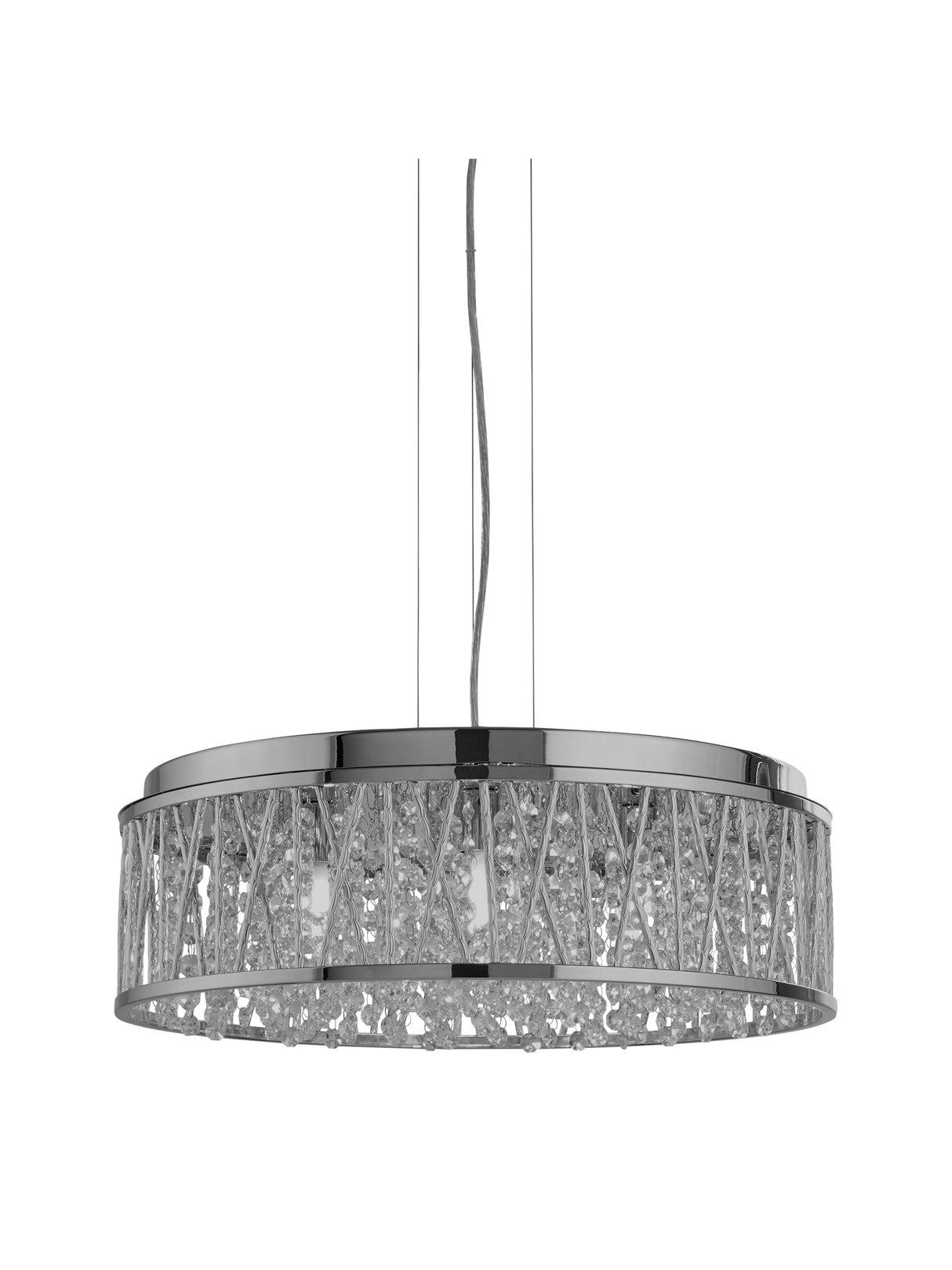 Searchlight Electric Elise 7Lt Pendant to Semi-Flush - Chrome Metal & Crystal 8337-7CC