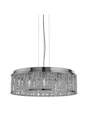 Searchlight Electric Elise 7Lt Pendant to Semi-Flush - Chrome Metal & Crystal 8337-7CC