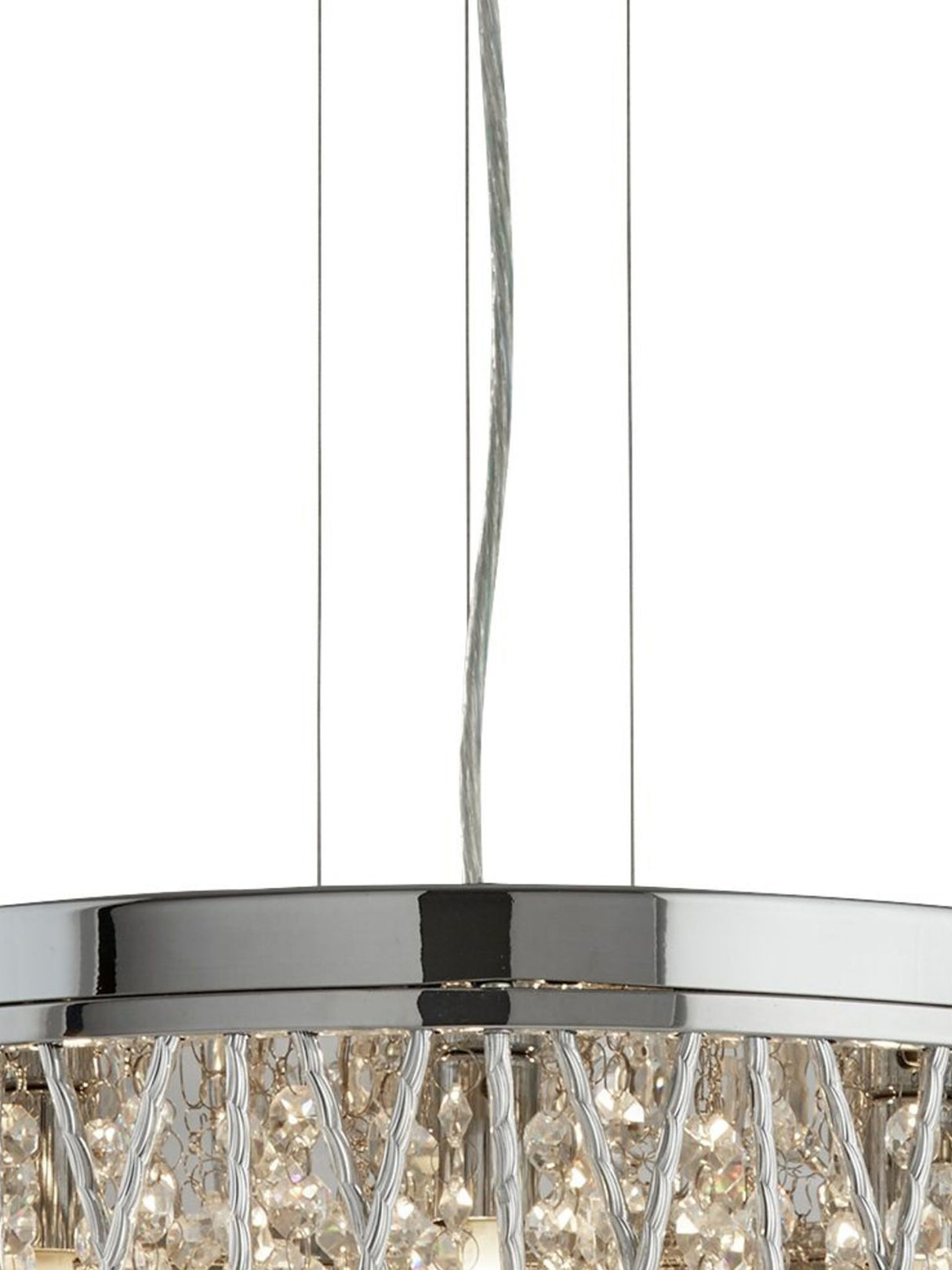 Searchlight Electric Elise 7Lt Pendant to Semi-Flush - Chrome Metal & Crystal 8337-7CC