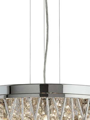 Searchlight Electric Elise 7Lt Pendant to Semi-Flush - Chrome Metal & Crystal 8337-7CC