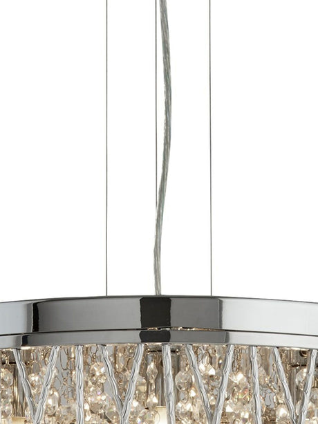 Searchlight Electric Elise 7Lt Pendant to Semi-Flush - Chrome Metal & Crystal 8337-7CC