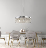 Searchlight Electric Elise 7Lt Pendant to Semi-Flush - Chrome Metal & Crystal 8337-7CC