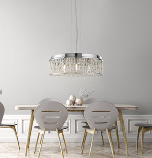 Searchlight Electric Elise 7Lt Pendant to Semi-Flush - Chrome Metal & Crystal 8337-7CC