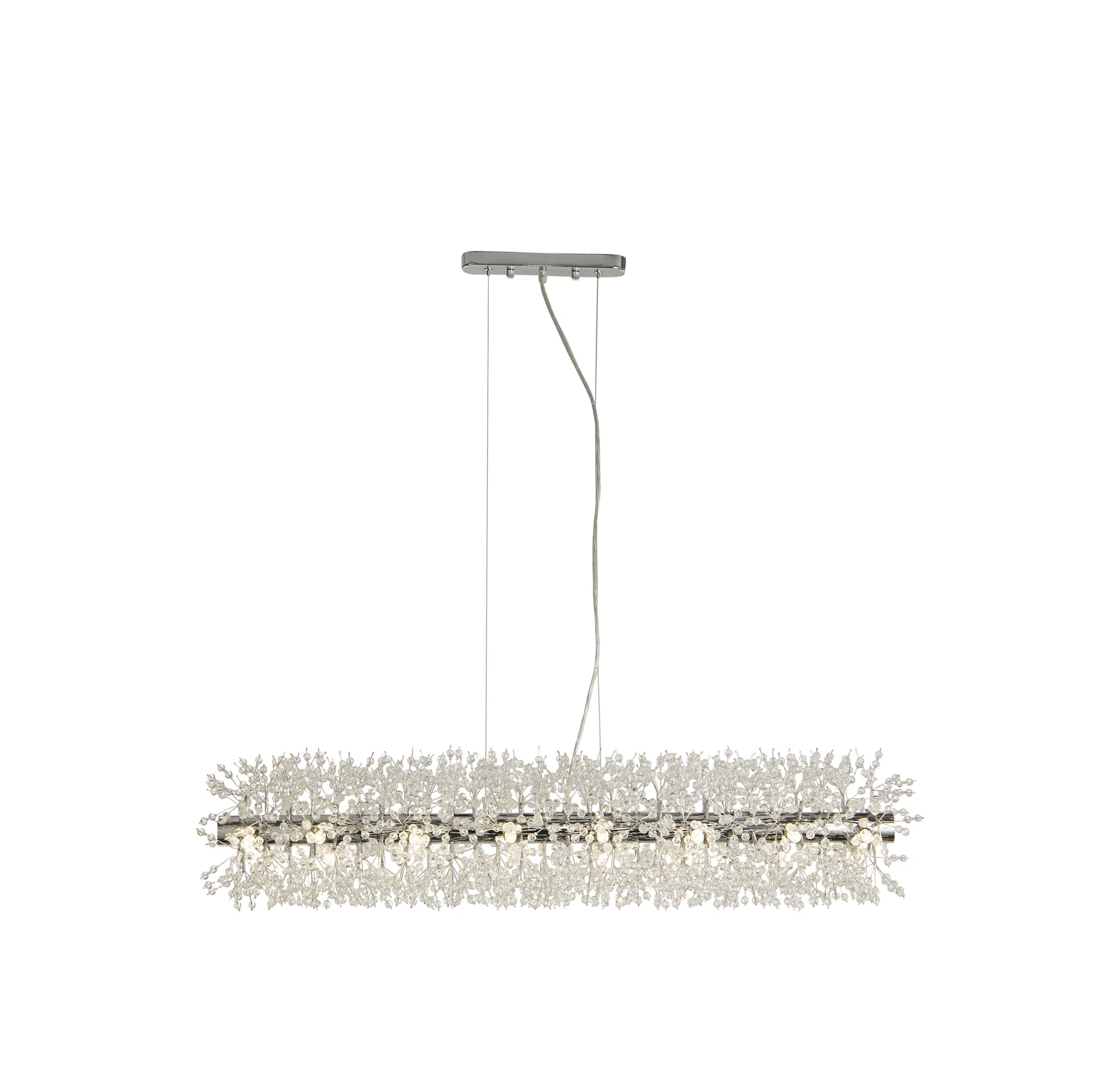 Sunburst 16Lt Bar Pendant - Chrome Metal & Glass Beads