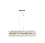 Sunburst 16Lt Bar Pendant - Chrome Metal & Glass Beads