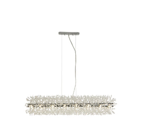 Sunburst 16Lt Bar Pendant - Chrome Metal & Glass Beads
