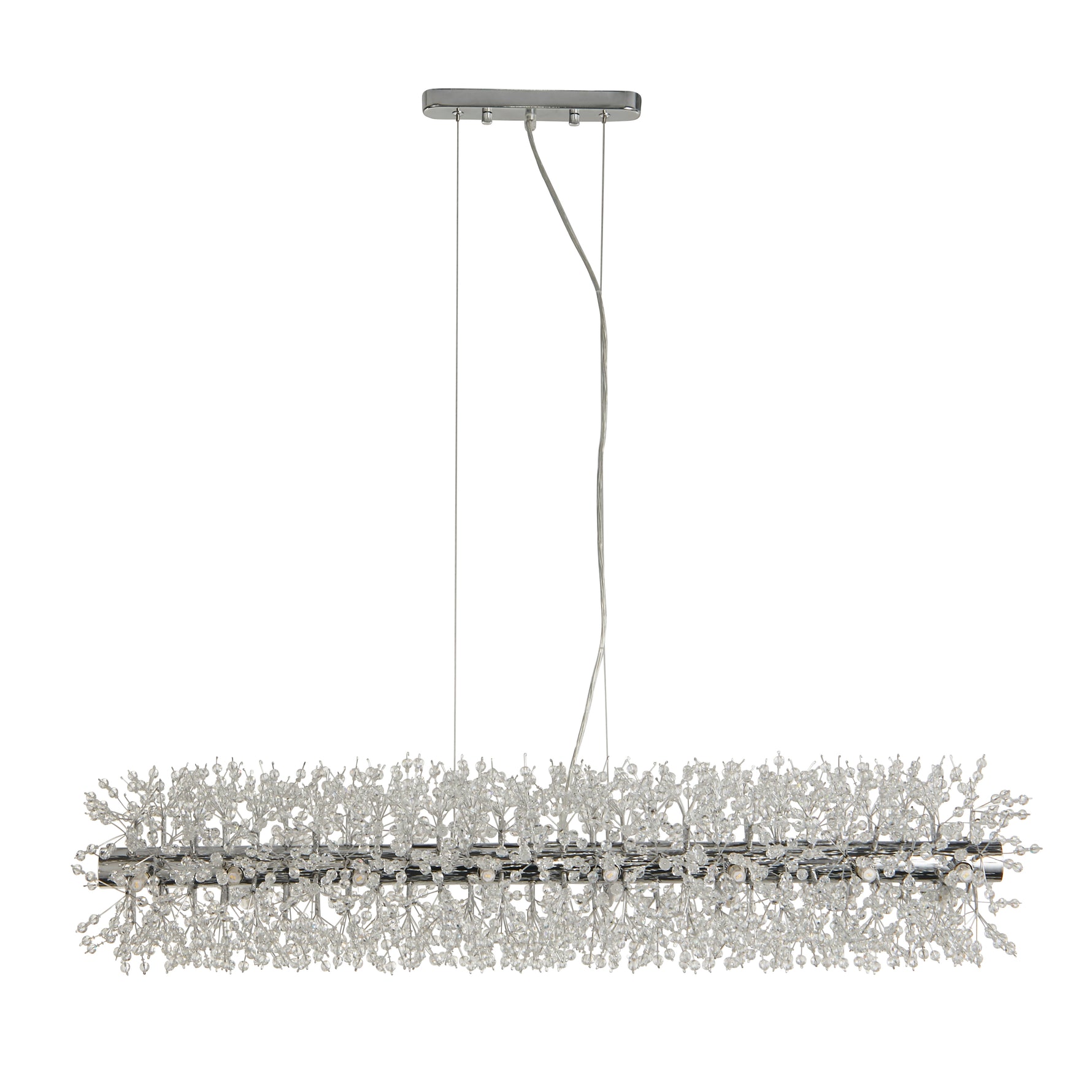 Searchlight Electric Sunburst 16Lt Bar Pendant - Chrome Metal & Glass Beads 83420-16CC