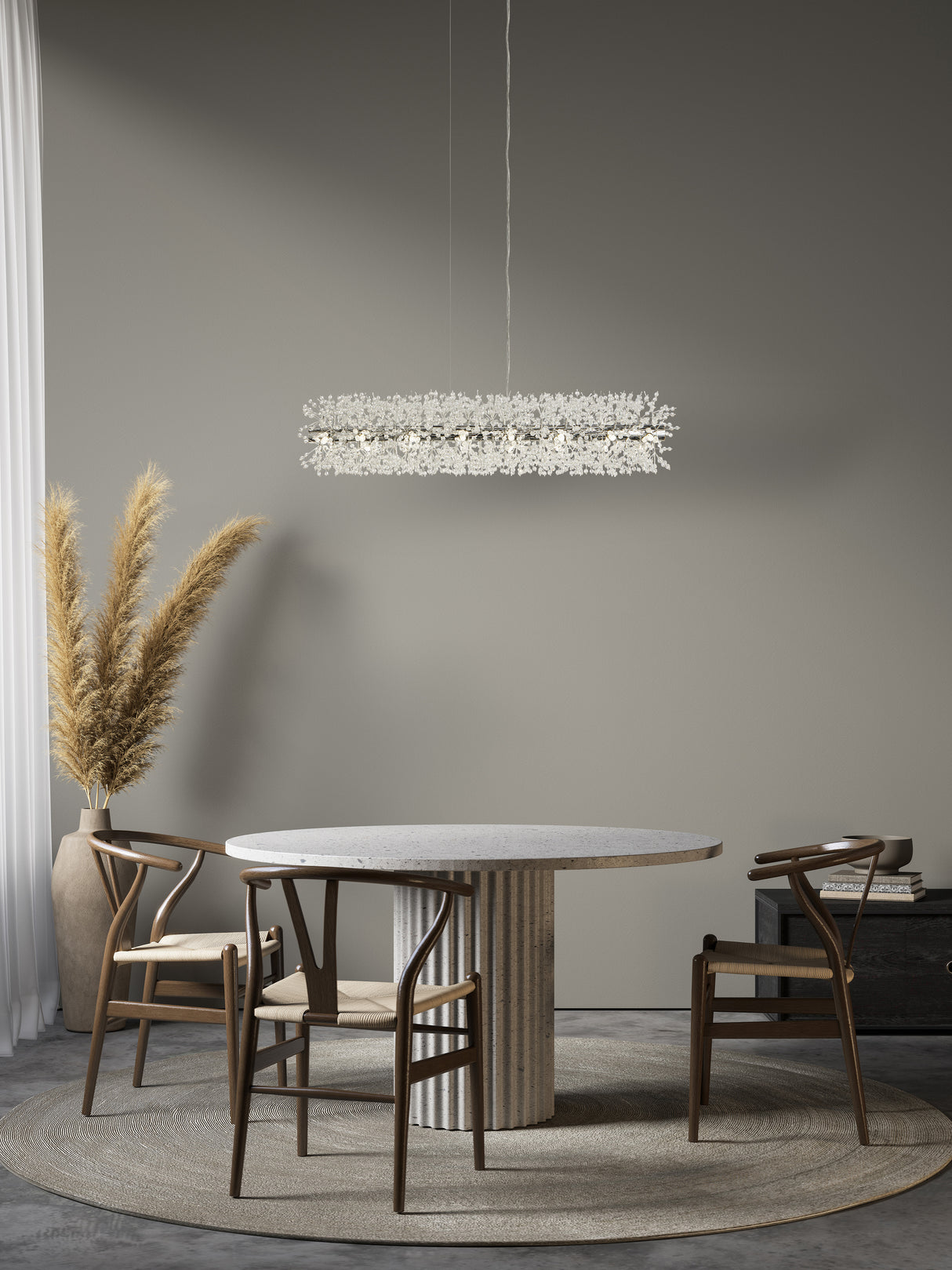 Searchlight Electric Sunburst 16Lt Bar Pendant - Chrome Metal & Glass Beads 83420-16CC