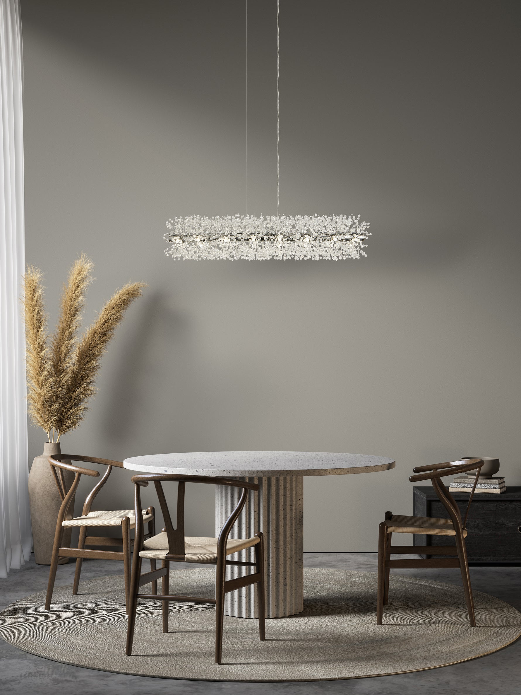 Searchlight Electric Sunburst 16Lt Bar Pendant - Chrome Metal & Glass Beads 83420-16CC