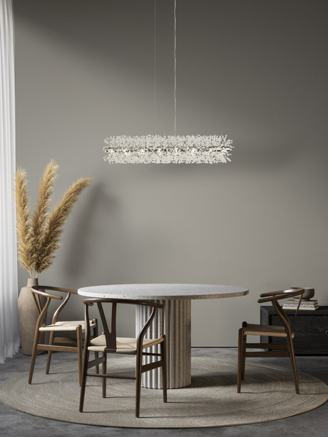 Searchlight Electric Sunburst 16Lt Bar Pendant - Chrome Metal & Glass Beads 83420-16CC
