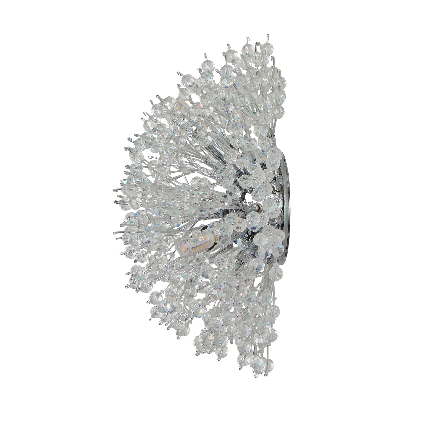 Searchlight Electric Sunburst 3Lt Wall light - Chrome Metal & Glass Beads 83420-3CC