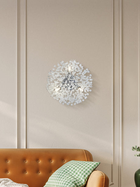 Searchlight Electric Sunburst 3Lt Wall light - Chrome Metal & Glass Beads 83420-3CC