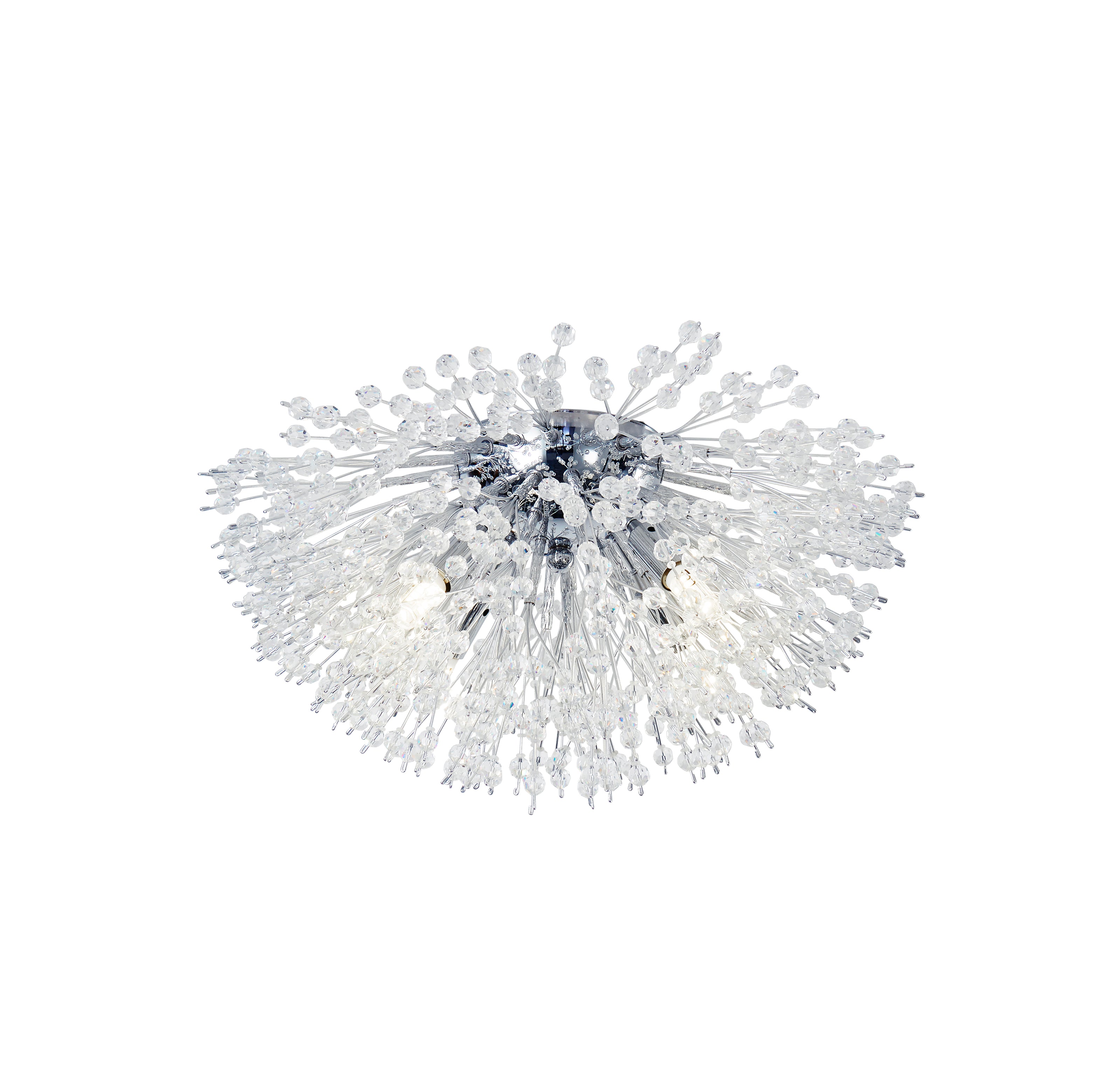 Sunburst 4Lt Flush - Chrome Metal & Glass Beads