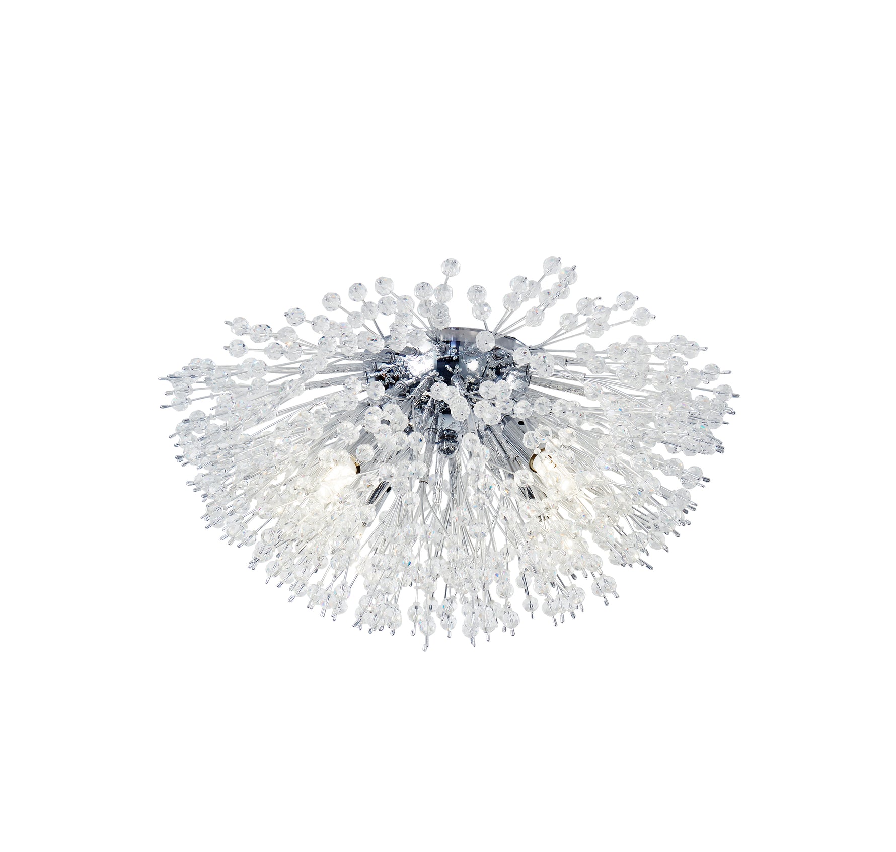 Sunburst 4Lt Flush - Chrome Metal & Glass Beads