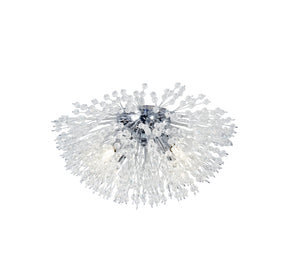 Sunburst 4Lt Flush - Chrome Metal & Glass Beads