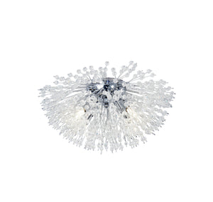 Sunburst 4Lt Flush - Chrome Metal & Glass Beads