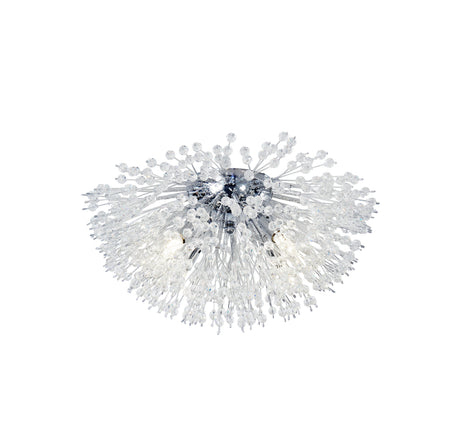 Sunburst 4Lt Flush - Chrome Metal & Glass Beads