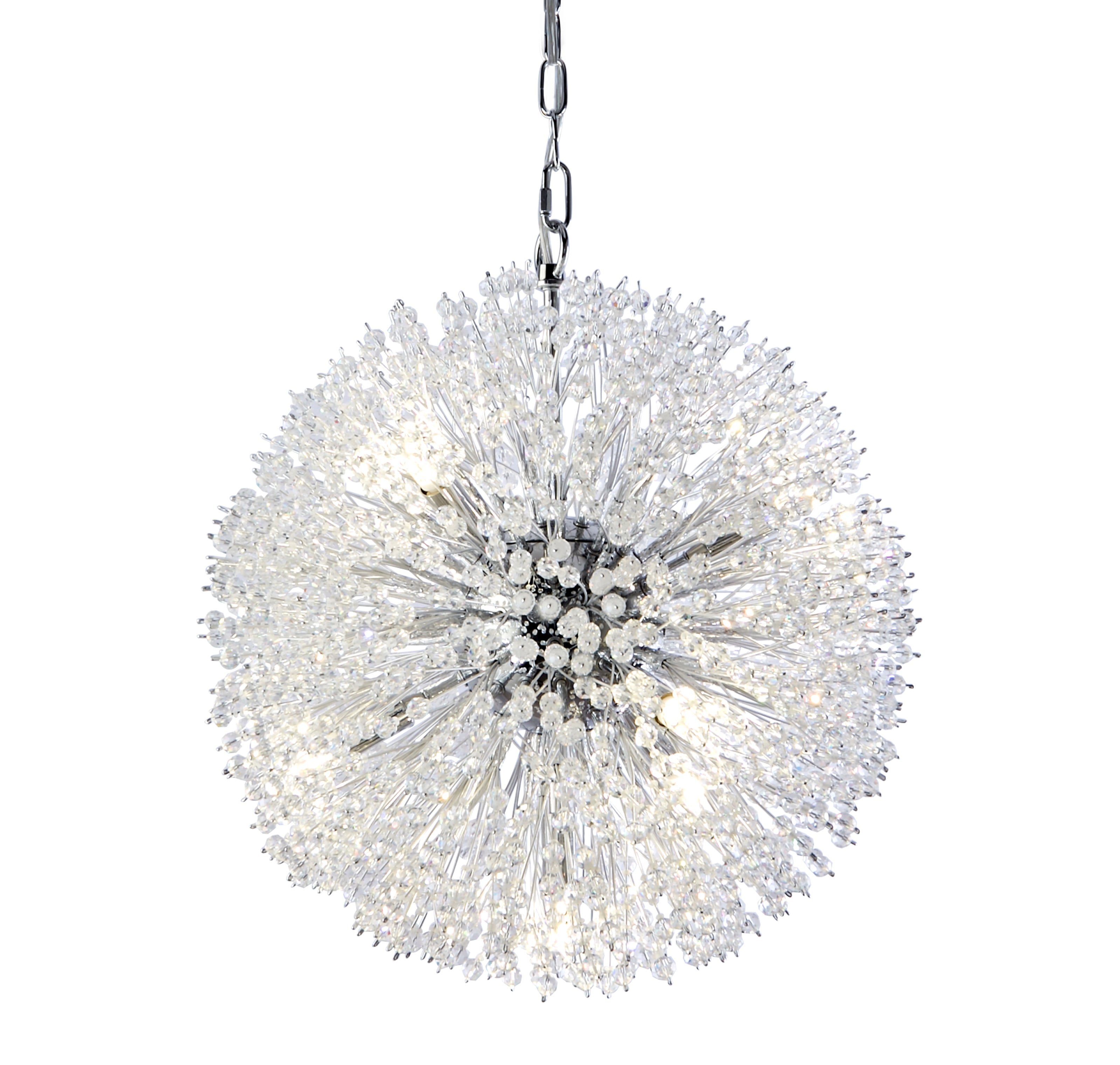 Sunburst 7Lt Pendant - Chrome Metal & Glass Beads
