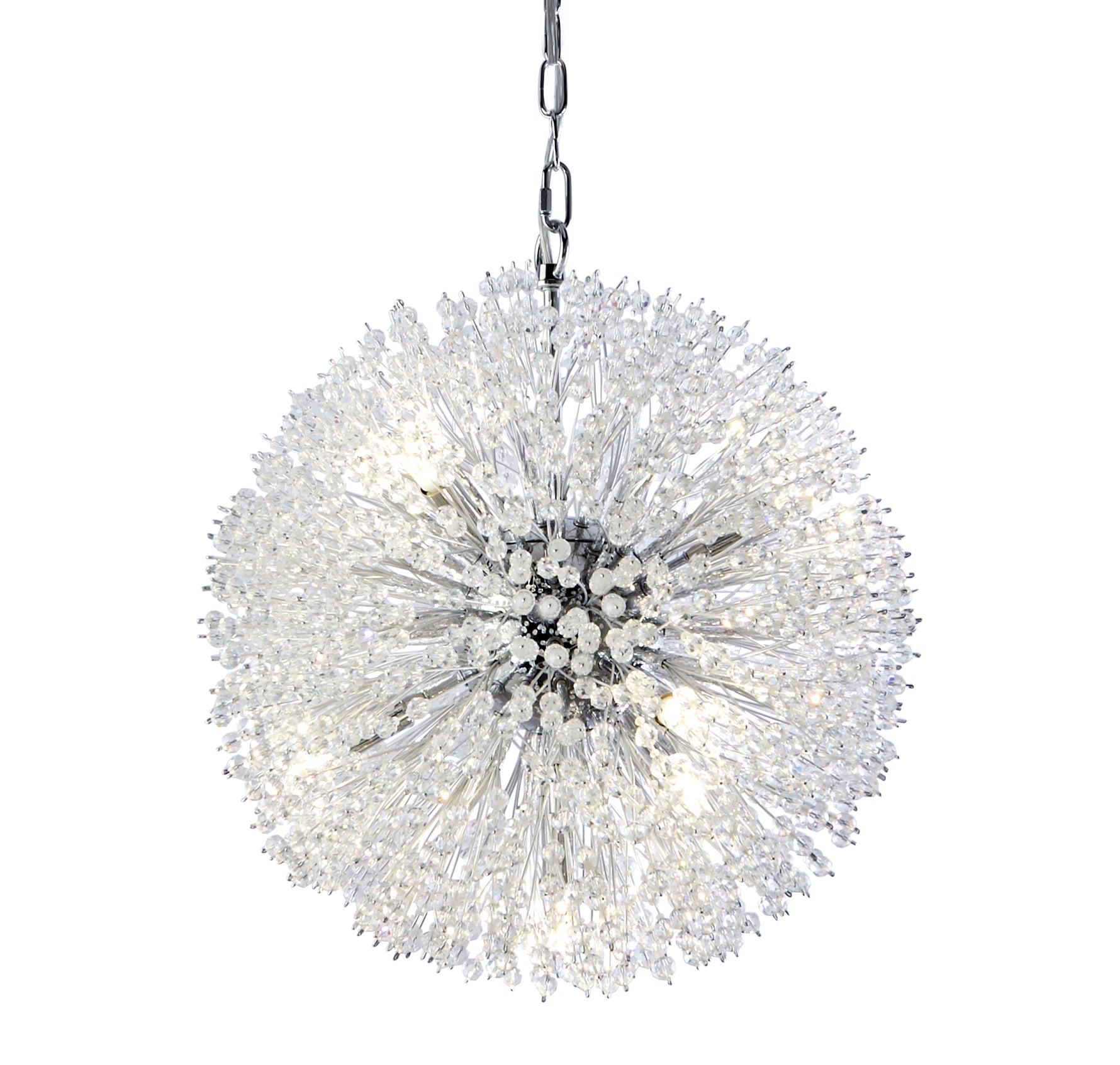 Sunburst 7Lt Pendant - Chrome Metal & Glass Beads