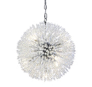 Sunburst 7Lt Pendant - Chrome Metal & Glass Beads