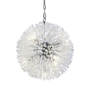 Sunburst 7Lt Pendant - Chrome Metal & Glass Beads