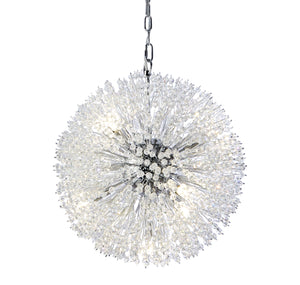 Sunburst 7Lt Pendant - Chrome Metal & Glass Beads