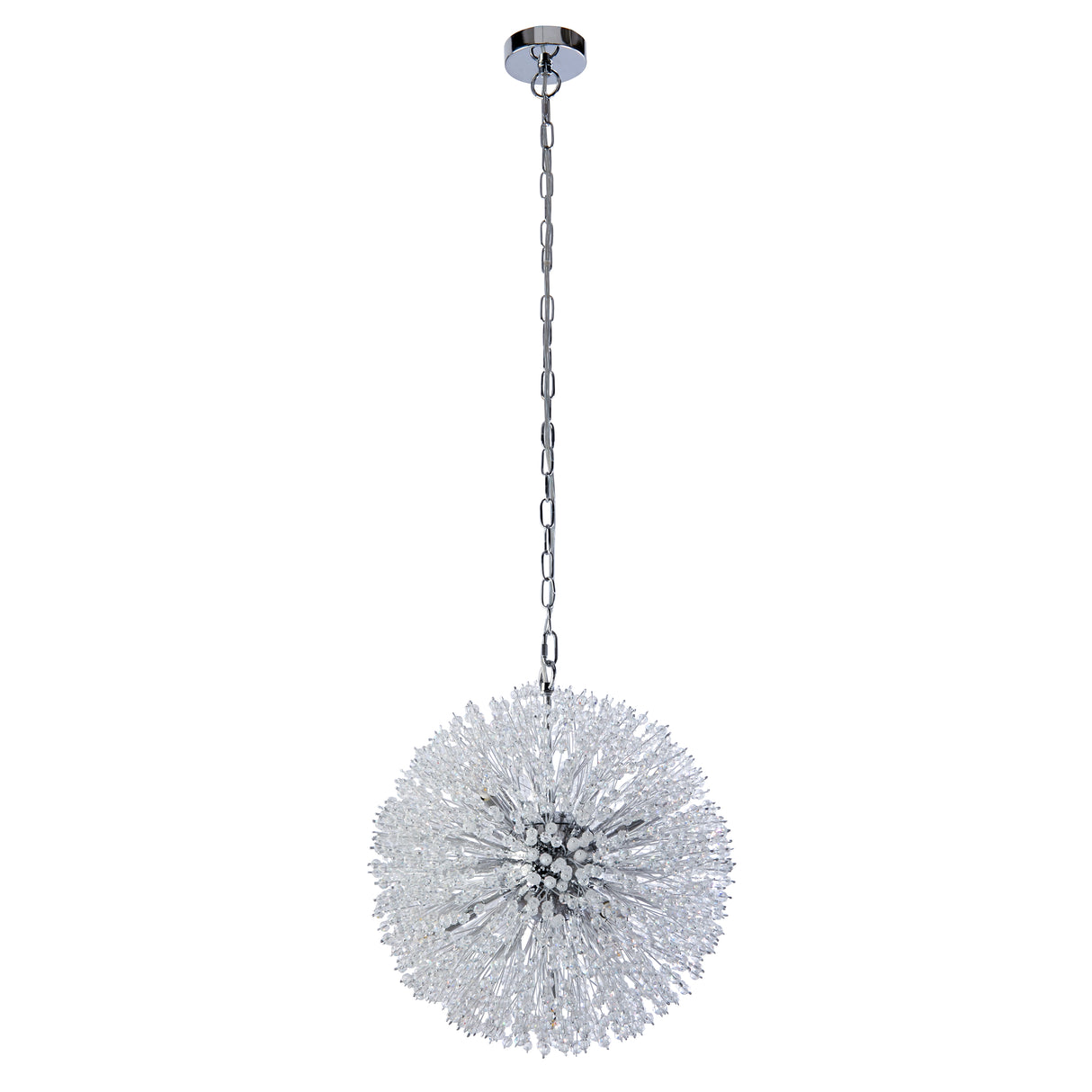 Searchlight Electric Sunburst 7Lt Pendant - Chrome Metal & Glass Beads 83420-7CC