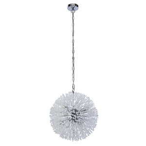 Searchlight Electric Sunburst 7Lt Pendant - Chrome Metal & Glass Beads 83420-7CC