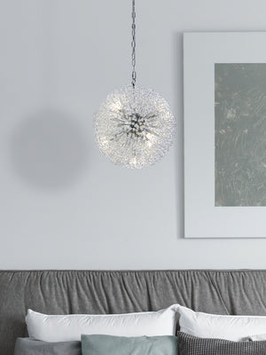 Searchlight Electric Sunburst 7Lt Pendant - Chrome Metal & Glass Beads 83420-7CC