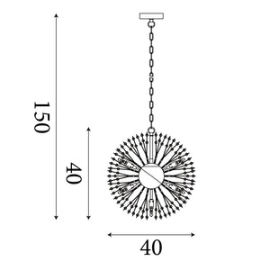 Searchlight Electric Sunburst 7Lt Pendant - Chrome Metal & Glass Beads 83420-7CC