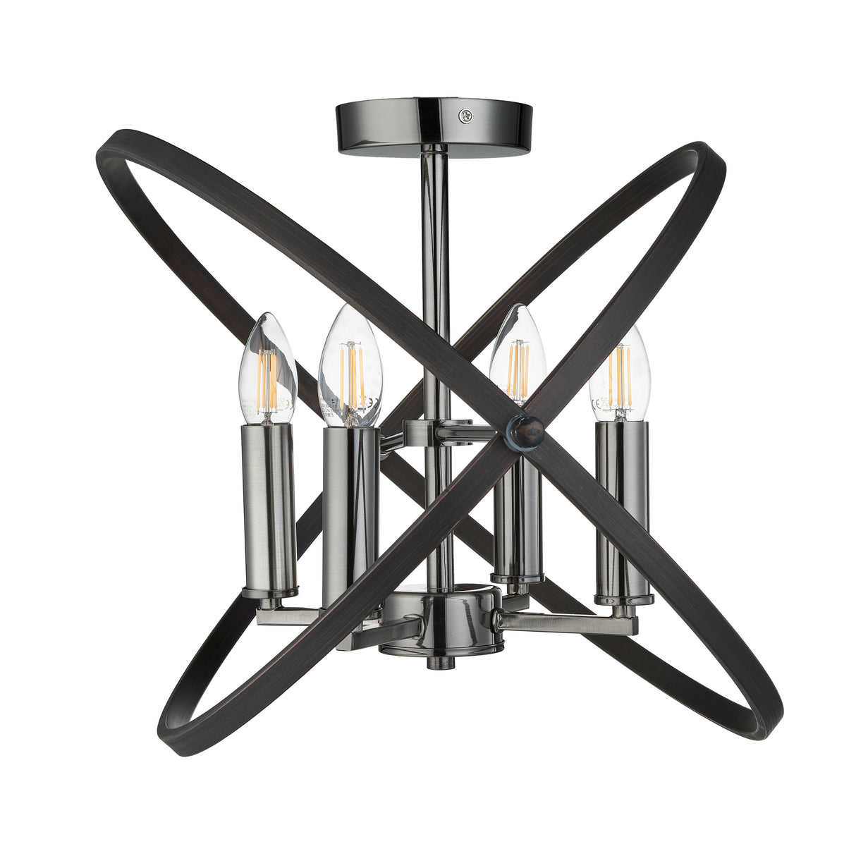 Searchlight Electric Hoopla 4Lt Semi-Flush - Pewter Metal 8344-4PW