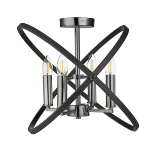 Searchlight Electric Hoopla 4Lt Semi-Flush - Pewter Metal 8344-4PW