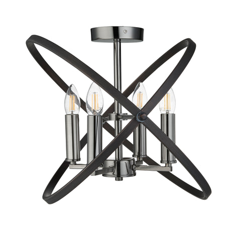 Searchlight Electric Hoopla 4Lt Semi-Flush - Pewter Metal 8344-4PW