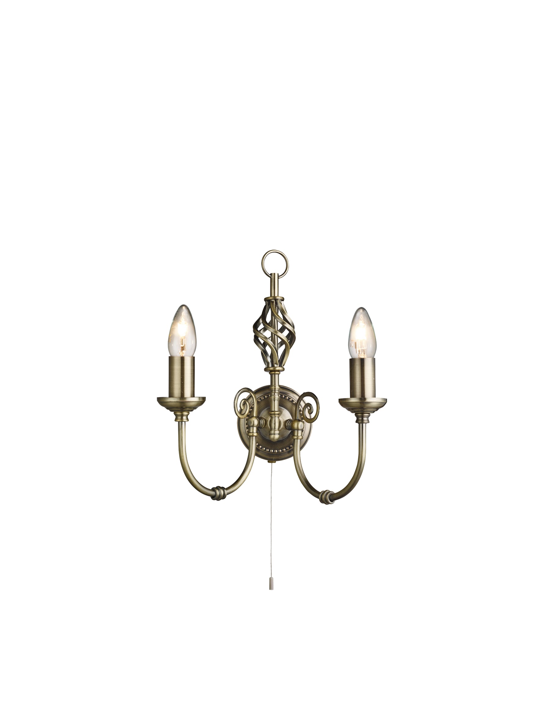 Zanzibar 2Lt Wall Light - Antique Brass Metal