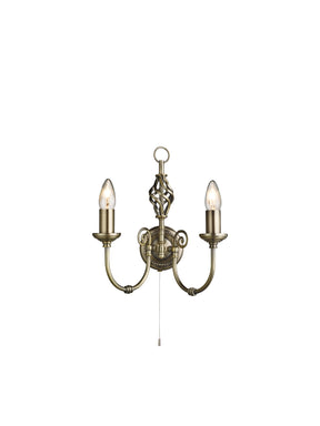 Zanzibar 2Lt Wall Light - Antique Brass Metal