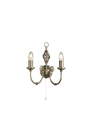 Zanzibar 2Lt Wall Light - Antique Brass Metal