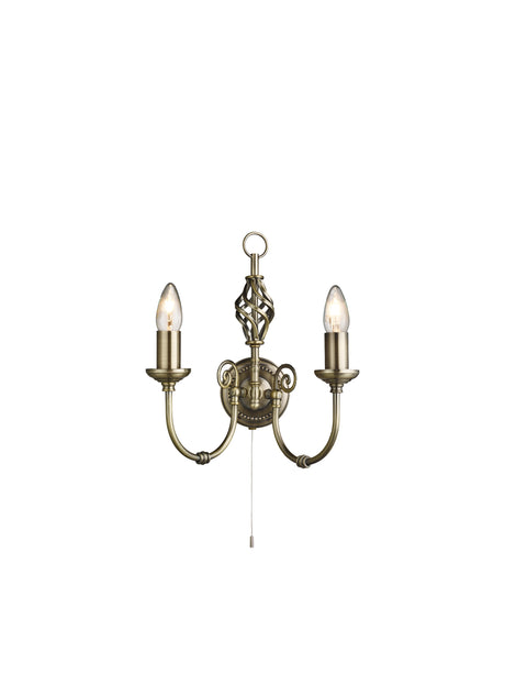 Zanzibar 2Lt Wall Light - Antique Brass Metal
