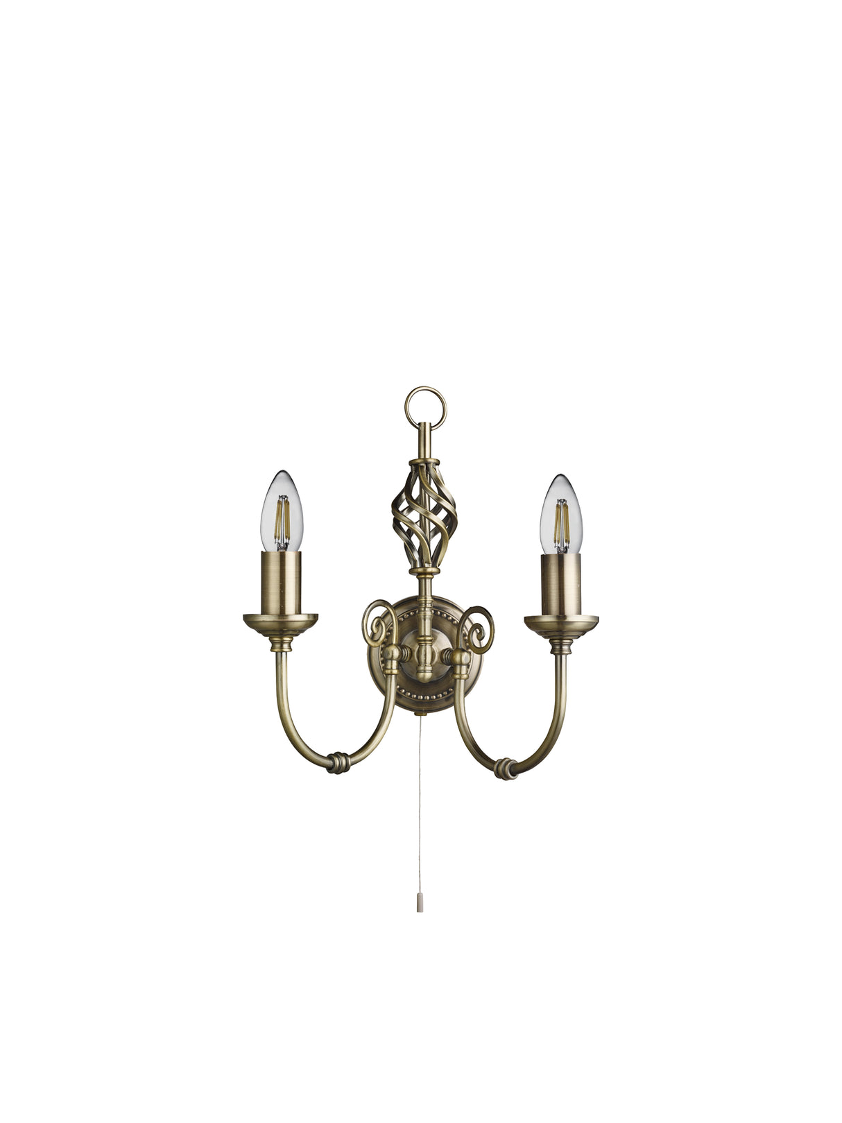 Searchlight Electric Zanzibar 2Lt Wall Light - Antique Brass Metal 8392-2