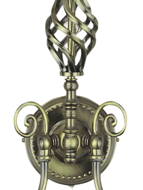 Searchlight Electric Zanzibar 2Lt Wall Light - Antique Brass Metal 8392-2