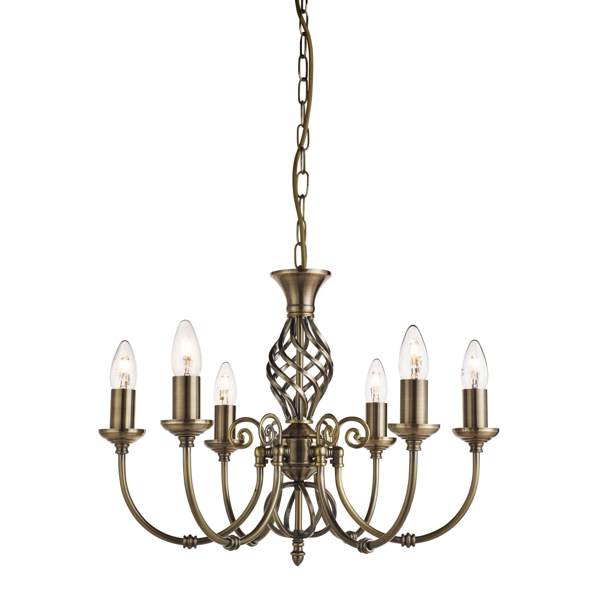 Searchlight Electric Zanzibar 6Lt Pendant - Antique Brass Metal 8396-6