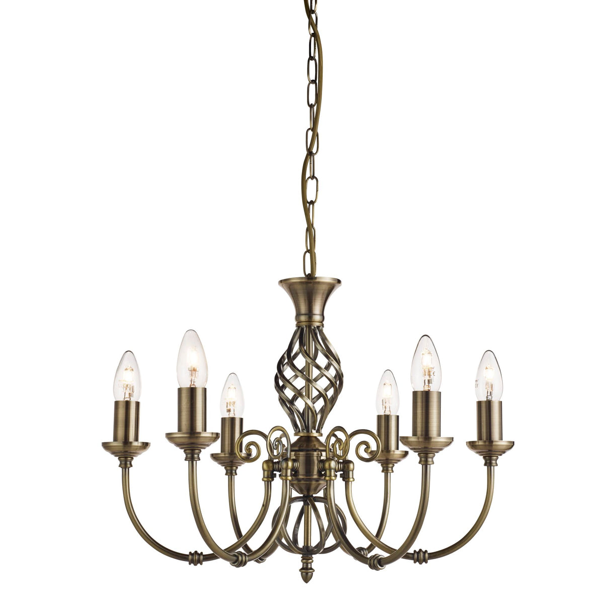 Searchlight Electric Zanzibar 6Lt Pendant - Antique Brass Metal 8396-6