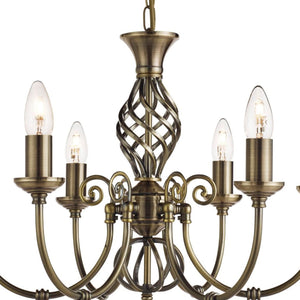 Searchlight Electric Zanzibar 6Lt Pendant - Antique Brass Metal 8396-6