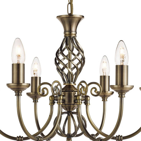 Searchlight Electric Zanzibar 6Lt Pendant - Antique Brass Metal 8396-6