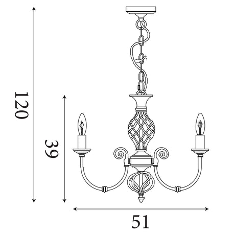 Searchlight Electric Zanzibar 6Lt Pendant - Antique Brass Metal 8396-6