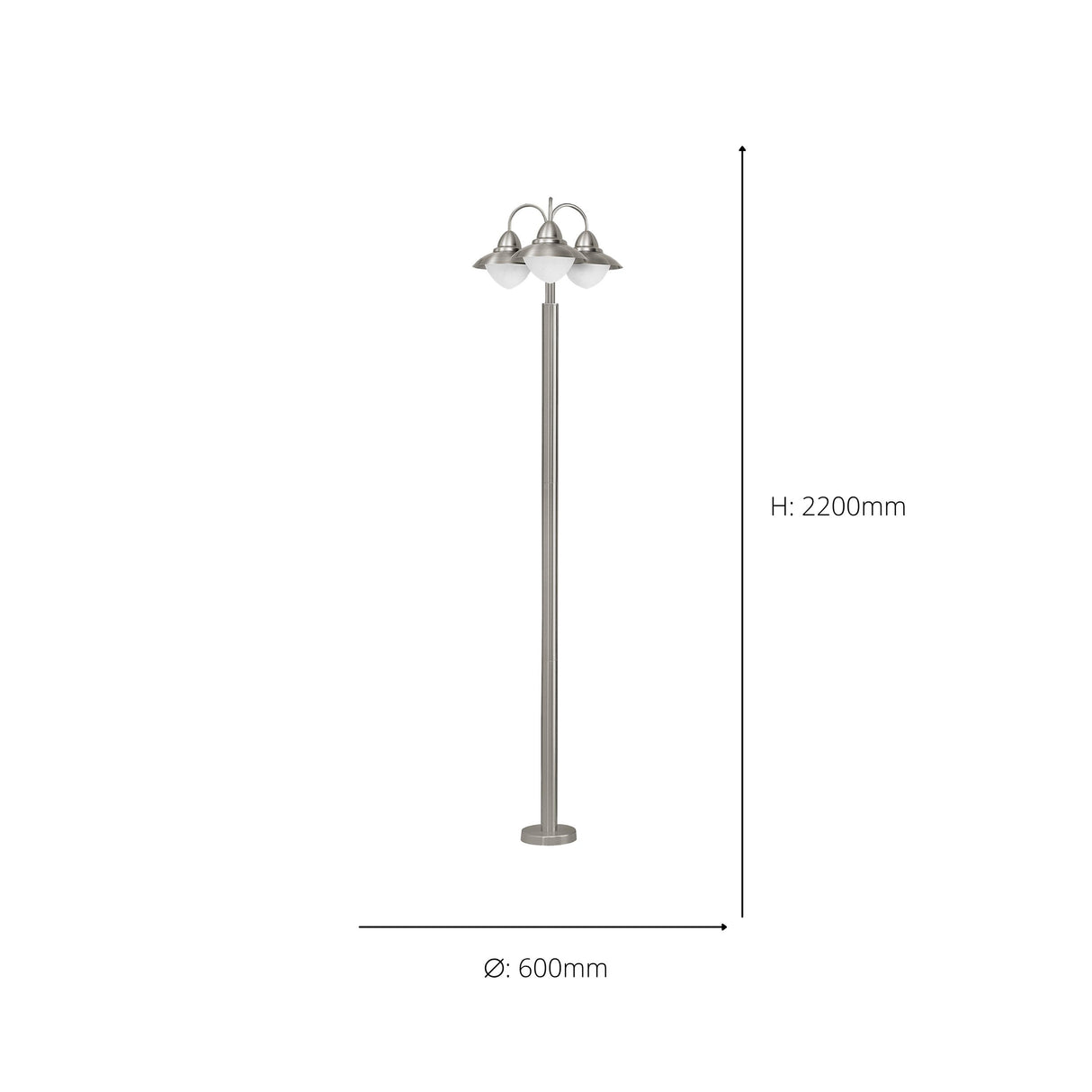 Eglo EU Sidney Stainless Steel Classic 3-Light Outdoor Floor Lamp