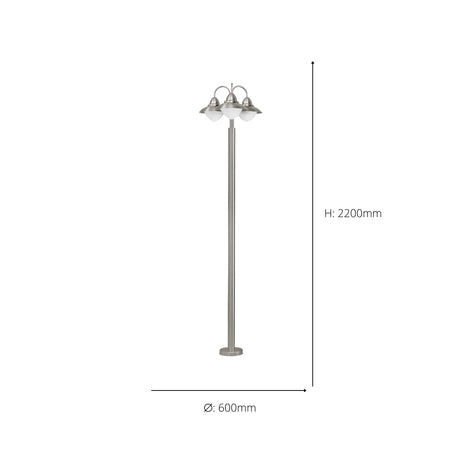 Eglo EU Sidney Stainless Steel Classic 3-Light Outdoor Floor Lamp