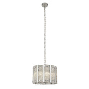 Alexandra 5Lt Pendant - Satin Silver & Aquatex Glass