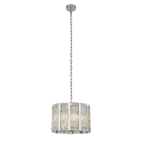 Alexandra 5Lt Pendant - Satin Silver & Aquatex Glass
