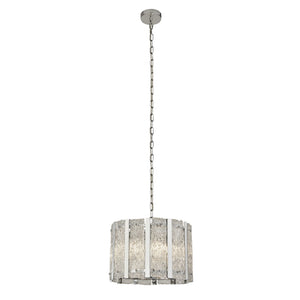 Alexandra 5Lt Pendant - Satin Silver & Aquatex Glass